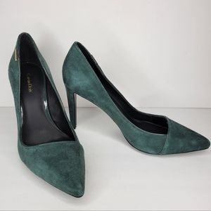 New. Calvin Klein dark forest green suede heel